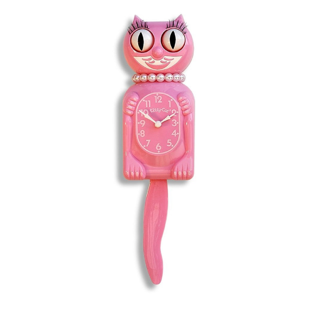 Classic Vintage Retro Kit-Cat Klock 12 3/4" Pink Miss Kitty Clock Rolling Eyes