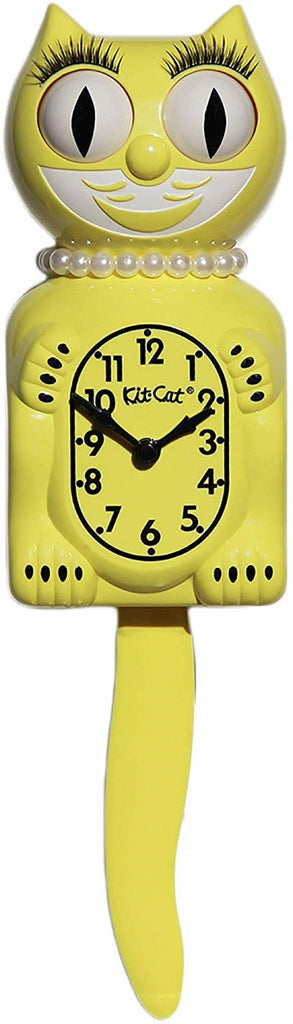 Classic Vintage Retro Kit-Cat Klock 15 1/2" Majestic Yellow Lady Clock Roll Eye